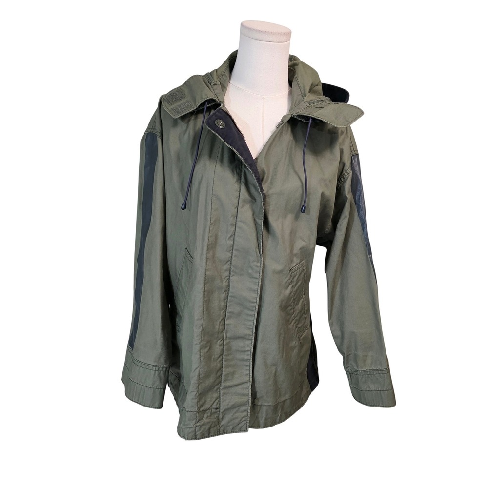 J Crew Olive Green Cotton‎ Hooded Utility Jacket With Navy Accents Size S - Picture 5 of 12
